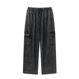 Pantalon cargo beige pour femme, coupe ample, longueur cheville, taille à cordon, couleur unie, style décontracté, en coton - Product Image 4