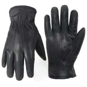 Guantes de Piel de Ciervo Negra con Capa Térmica - Product Image 1