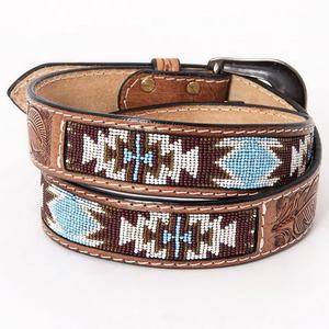 Best Selling Custom 3D Beaded <b>Cowboy</b> <b>Belt</b> Ladies Hand Carved Design Indian Manufacturer Full Grain Cow Hide Western Alloy - Product Image 3