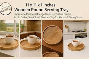 FAIT À LA MAIN DÉCOR de TABLE EN BOIS de MANGUIER IMPRIMÉ PERSONNALISÉ PLATEAU de SERVICE EN BOIS - Product Image 4