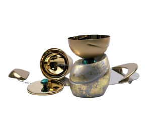 Juego de quemador Bakhoor de acero árabe de lujo elegante soporte de incienso personalizado religioso Eid sándalo ZH TRADERS - Product Image 2