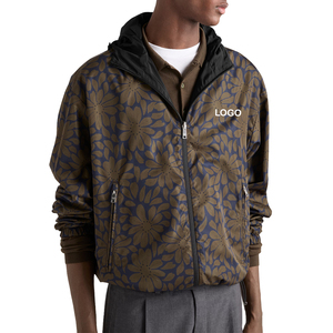 Veste à capuche réversible en nylon recyclé pour homme, coupe oversize, fermeture éclair intégrale, coupe-vent, streetwear de luxe, fabricant OEM personnalisé - Product Image 4