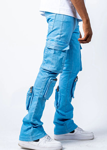Pantalones Cargo para Hombre, Color Azul Claro, Ligeros, Casuales, de Alta Calidad, con Múltiples Bolsillos, Estilo Urbano, Tendencia en Moda - Product Image 4