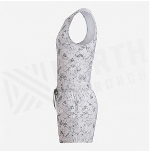 North Approach Women Floral Print Tank Top Shorts <b>Set</b> Round Neck Drawstring Breathable Quick Dry Stretch Fit Regular Style - Product Image 3