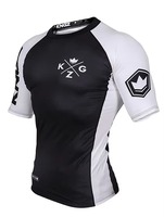Rashguard Kingz Professionnel BJJ Blanc et Noir pour Hommes et Femmes, Manches Courtes, Classement 2026