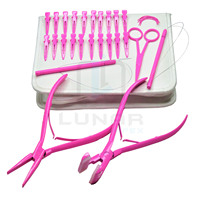 Kit d'outils pour extensions de cheveux avec pinces, crochet à fil, ciseaux, pinces de sectionnement, aiguilles C, kit de haute qualité et améliorant les performances
