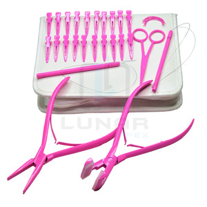 Hair Extension Tools Kit With Pliers Wire <b>Hook</b> Scissor hair Sectioning <b>Clips</b> C Needles High Quality & Performance Enhancing Kit - Product Image 2
