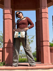 Nouveau sac à main de couverture selle élégant occidental bracelet en cuir usiné sacs latéraux aztèques de haute qualité sac sculpté à la main coloré Vintage - Product Image 5