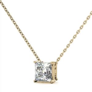 Pendentif solitaire en or 18 carats avec diamant de laboratoire de style luxueux, taille princesse, bijou pendentif solitaire en diamant de laboratoire. - Product Image 1