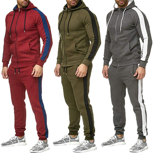 Conjunto Deportivo de Poliéster/Algodón para Hombre, Diseño 2 en 1 con Rayas Gris Azulado, Sudadera con Capucha y Cremallera de Manga Larga - Product Image 6