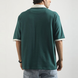 เสื้อยืดเทรนดี้สีเขียวผ้าเทอร์รี่คอตตอน แขนสั้น สวมใส่สบาย ระบายอากาศดี ผ้าถักด้านหน้า ทรงโอเวอร์ไซส์ แห้งเร็ว - Product Image 2