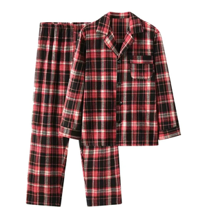 Ensemble de pyjama pour homme en deux pièces, confortable, nouveau, chemise à manches longues à carreaux, pantalon à carreaux, vêtements de nuit décontractés confortables - Product Image 6
