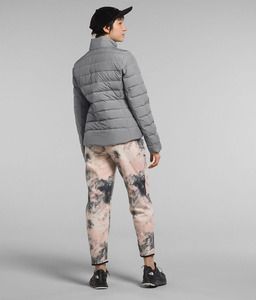 Veste matelassée en polaire grise pour femme, col montant, fermeture éclair, manches longues, couleur unie, coupe-vent, vêtement d'extérieur d'hiver, coupe classique - Product Image 2