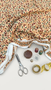 Tela 100% Algodón Ecológica Ligera Estampada a Mano 90 GSM 43/44" de Ancho con Patrón Floral Buta Indio Jaipuri Sanganeri - Product Image 4