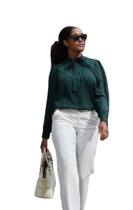 Nouvelle Arrivée Pantalon Décontracté Femme Taille Haute Anti-Plis Élastique 100% Coton Respirant Écologique pour l'Été - Product Image 5