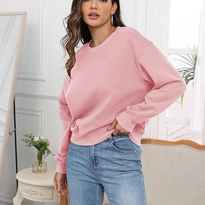 Sweat-shirts à col châle pour femmes, col enveloppant, manches longues, coupe décontractée, en mélange de coton doux et polaire, confortables pour la détente - Product Image 4
