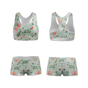 Conjunto de Ropa de Yoga Sublimada Personalizada para Mujer, Talla Grande, Dos Piezas, Bra y Pantalones Cortos, para Entrenamiento Físico - Product Image 3