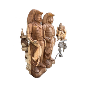 Modern Indian Folk Art Through-Carved Solid Wood Rain <b>Tree</b> Rectangle Home Decoration <b>Stand</b> - Product Image 3