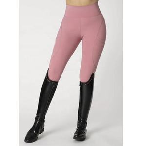 Pantalones de equitación de cintura alta para mujer con botones, de punto, largos, con bolsillos, elásticos en cuatro direcciones, color personalizado - Product Image 5