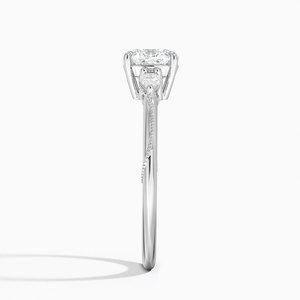 Bague BOJ 032 en argent 925, coupe coussin, camélia, trois pierres, diamant 2 carats couleur D VVS1, moissanite certifiée GRA, prix bas - Product Image 3
