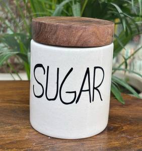 Classic Ceramic <b>Storage</b> Jar Minimal Ribbed Design Airtight Lid Durable Multipurpose <b>Kitchen</b> Bathroom Organizer - Product Image 4