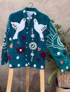 Bulk Manufacturer Handcrafted Suzani Jacket Vintage Bird Print Spiritual Floral Embroidered <b>Women</b> Short <b>Coat</b> Casual Outerwear - Product Image 1
