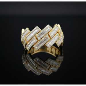 Iced Out Mens Baguette Eternity Band <b>Ring</b> Zigzag Pave Lab Grown Diamond 925 <b>Silver</b> 14K Gold Plated Hip Hop Luxury <b>Statement</b> - Product Image 4