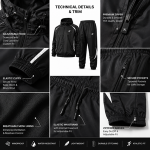 Ensemble de sport et d'entraînement pour homme X Sports City, coupe-vent à capuche, style sportif, fermeture éclair en polyester, vêtements d'automne - Product Image 5