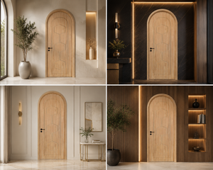 WPC Wooden <b>Arched</b> Doors For Houses Interior Living Room Traditional Waterproof <b>Frames</b> Bathroom Bedroom 5 Year Warranty - Product Image 2