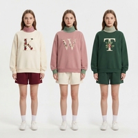 Ensemble de 2 pièces pour femmes, sweat-shirt à col montant personnalisé pour Noël et short, lettres initiales personnalisées brodées