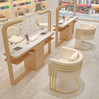 Ensemble de table de manucure de luxe avec chaise, poste de travail pour ongles avec collecteur de poussière, lampe et tiroirs pour salon de beauté