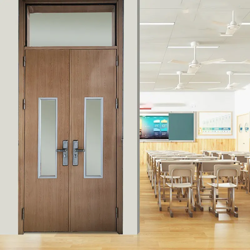 Fábrica al por mayor Puerta de aula de acero de estilo simple con ventana Puerta de habitación de hospital de metal