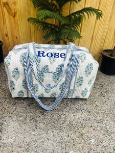 Bolsa de Viaje de Lona de Algodón Acolchada y Bordada a Mano por Diseñadores, Bolsa de Fin de Semana, Bolsa de Gimnasio, Bolsa de Hombro - Product Image 6
