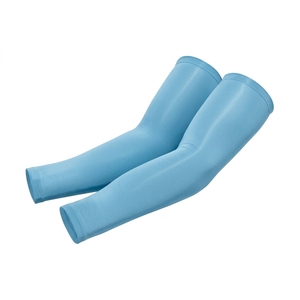 Manchons de compression bleu clair anti-UV respirants en polyester 80g pour femme adulte, sans couture, teint uni, protection cycliste - Product Image 1