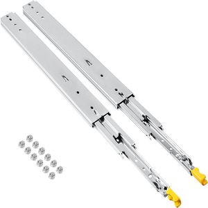 Guide per cassetti industriali in acciaio per carichi pesanti, capacità 500 libbre, con blocco, 1 paio, 48 pollici, a 3 sezioni, estensione totale, con cuscinetti a sfera, 76mm, per sala da pranzo - Product Image 1