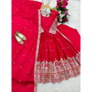 Hermoso vestido Anarkali con ropa de fiesta musulmana tradicional Dupatta - Product Image 3