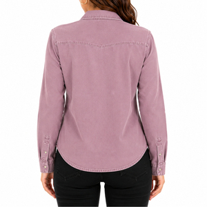 Camisa Casual de Mezclilla Ligera para Mujer, Transpirable, de Secado Rápido, Manga Larga, Corte Regular, Personalizable, de Algodón de Alta Calidad - Product Image 2