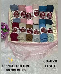 Crinkle Cotton & Polyester Scarves 60 Colors Available; 12Pcs B-Set Handmade <b>Hijabs</b> High Quality Floral/Solid Color Stoles - Product Image 6