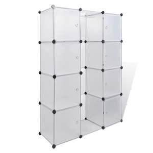 Armoires de rangement modulaires en plastique blanc et en fil d'acier chromé de taille moyenne pour le salon - Product Image 2