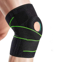 Genouillère respirante en néoprène à rayures bleues, antidérapante, avec rotule ouverte et sangles de compression ajustables pour le sport, la gym et la marche à quatre pattes