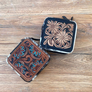 Nuevo joyero de viaje pequeño de cuero mecanizado a mano personalizado para mujer, organizador, caja de almacenamiento para anillo de joyas de piel de vaca, pendiente, collar - Product Image 3