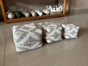 Indonesian's Best Seller Bohemian Cube Storage <b>Bins</b> Beaded Decorative Boxes For Living Room Neatening - Product Image 3