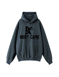 OEM personnalisé 400 Gsm pull à capuche oversize délavé à l'acide pour hommes hiver broderie 3D impression DTG logo sérigraphié en strass - Product Image 1