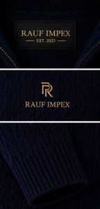 Pull d'hiver pour homme en coton 100% à maille torsadée, bleu marine, manches longues, logo uni sur le devant, respirant, personnalisable - Product Image 3