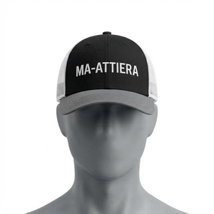 Men's <b>Black</b> White Trucker <b>Cap</b> Mesh Back Snapback <b>Baseball</b> Hat Custom Embroidered Logo Adjustable - Product Image 3