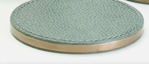 Premium PU Leather Stainless Steel Rim Coasters Set | 4-Piece Eco-Friendly Anti-Slip Reusable <b>Drink</b> Coasters Customized Color | - Product Image 4