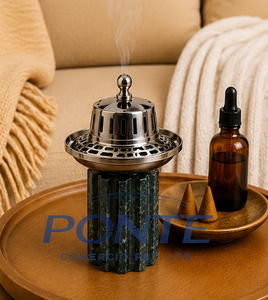 Great Quality Brass and Green Marble Incense Burner Vintage Metal <b>Bakhoor</b> Holder For Home Decor Aromatherapy And <b>Oud</b> Fragrance - Product Image 6