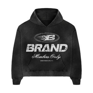 Chándal Oversize Naranja con Lavado Ácido y Color Sólido para Tallas Grandes |   Sudadera con capucha y pantalones deportivos holgados con estampado completo |   Algodón Grueso de Invierno - Product Image 3