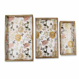 ชุดถาดวางกาแฟลายดอกไม้, ถาดตกแต่งลายพฤกษศาสตร์ - Product Image 3