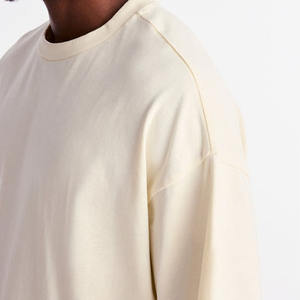 T-shirt en coton uni surdimensionné pour homme, col rond, épaules tombantes, style streetwear décontracté, marque privée, fournisseur OEM ODM personnalisé - Product Image 2